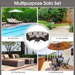 Costway 4PCS Outdoor Patio Rattan Furniture Set Cushioned Sofa Table 12 Costway 4PCS Outdoor Patio Rattan Furniture Set Cushioned Sofa Table -Garden & Outdoors GUEST cf95e77e 48a4 427d bfc4 8d0ea31cbf85