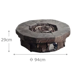 Woodsy Outdoor Round Stone Propane Gas Fire Pit - Teamson Home -Garden & Outdoors GUEST cf984c6b 08b6 4104 bab1 61ae069bae05