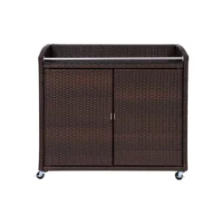 Teamson Home 39.5" Veronica Rolling Outdoor PE Rattan Bar Cart With Storage, Brown 14 Teamson Home 39.5" Veronica Rolling Outdoor PE Rattan Bar Cart With Storage, Brown -Garden & Outdoors GUEST cfa0128a 219d 4246 92ae 749460425af0