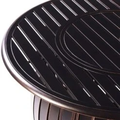 Oakland Living 5pc Deep Seating Aluminum Outdoor Patio Fire Pit Dining Set With Stripe Pattern Fire Table Copper/Gray -Garden & Outdoors GUEST d022a769 82fe 49c3 86fe 194a2fd545a7 1