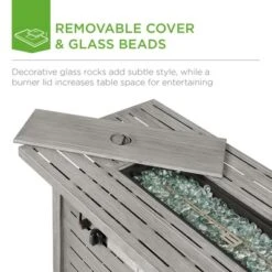 Best Choice Products 42in Fire Pit Table 50,000 BTU Rectangular Steel Gas W/ Storage, Cover, Glass Beads -Garden & Outdoors GUEST d025aba0 e2dd 48ee b360 de2cb0533345