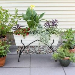 ACHLA Designs Indoor/Outdoor Rectangular Galvanized Steel Flower Planter Box With Iron Stand -Garden & Outdoors GUEST d2ef158b 6c25 4872 863e 60f8bb0fcb85