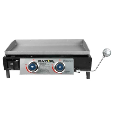 Razor Griddle GGT2130M 25 Inch Outdoor 2 Burner Portable LP Propane Gas Grill Griddle With 318 Square Inch For BBQ Cooking And Frying, Black (Steel) 1 Razor Griddle GGT2130M 25 Inch Outdoor 2 Burner Portable LP Propane Gas Grill Griddle With 318 Square Inch For BBQ Cooking And Frying, Black (Steel)