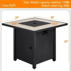 Yaheetech Gas Fire Pit Table Square With Ceramic Tabletop Outdoor -Garden & Outdoors GUEST d4c65409 2ad7 4e0d a5c2 b82d6988d7ff
