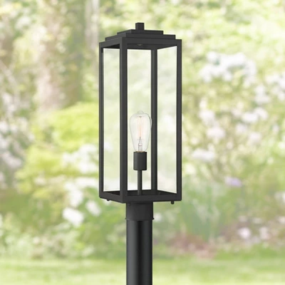 John Timberland Titan Modern Outdoor Post Light Mystic Black 21 3/4" Clear Glass Panels For Exterior Barn Deck House Porch Yard Patio Home Outside 1 John Timberland Titan Modern Outdoor Post Light Mystic Black 21 3/4" Clear Glass Panels For Exterior Barn Deck House Porch Yard Patio Home Outside