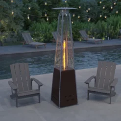 Merrick Lane Stainless Steel Pyramid Shape Portable Outdoor Patio Heater - 7.5 Feet Tall