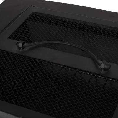 Berwick Outdoor Light Weight Concrete Wood Burning Square Fire Pit Dark Gray - Christopher Knight Home 2 Berwick Outdoor Light Weight Concrete Wood Burning Square Fire Pit Dark Gray - Christopher Knight Home - Image 2