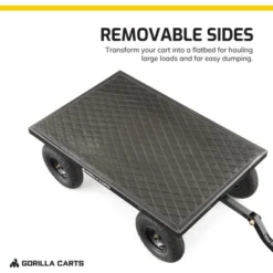Gorilla Cart GOR1200-COM 9 Cubic Feet 1200 Pound Capacity Heavy Duty Durable Steel Utility Wagon Cart W/ 2 In 1 Towing Handle & Removable Sides, Black -Garden & Outdoors GUEST d6afd00a 1cb7 4649 bdad 50d740ab6ab0