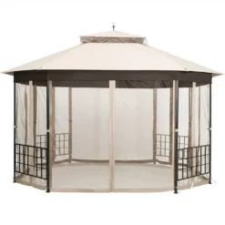 Costway 10'x12' Patio Gazebo Canopy Shelter Double Top Netting Sidewalls Beige -Garden & Outdoors GUEST d6f1bc23 5fef 4999 9f51 380dae71acbf