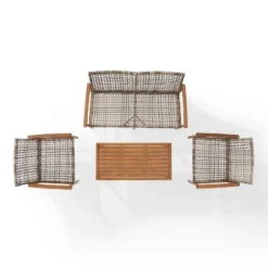 Ridley 4pc Outdoor Wicker & Metal Conversation Set - Gray - Crosley -Garden & Outdoors GUEST d71d5ac7 79ef 4345 8224 463d790f29ff