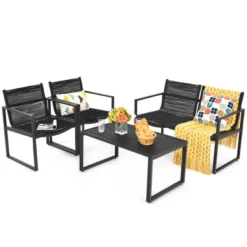 Costway 4PCS Patio Furniture Conversation Set Sofa Loveseat Armrest Garden Deck -Garden & Outdoors GUEST d834910e 139c 420b a4ff 2e74dea97323