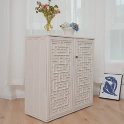 WELLFOR Outdoor HDPE Patio Storage Cabinet With 2 Shelves - Beige -Garden & Outdoors GUEST da2cb51c 9cfa 4548 8c36 ff4bed88ddc8