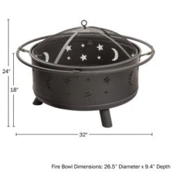 Nature Spring Star And Moon Wood Burning Fire Pit – Black -Garden & Outdoors GUEST dba5e069 964e 44a1 a37a ce85651f6744