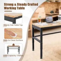 Costway 48" Adjustable Work Bench Heavy-Duty Steel Frame Worktable With Power Outlets -Garden & Outdoors GUEST dbcd7f3b 179e 4c91 8227 766464b08872