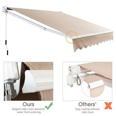 Costway 10' X 8' Retractable Awning Patio Sun Shade W/Crank Handle 6 Costway 10' X 8' Retractable Awning Patio Sun Shade W/Crank Handle - Image 6