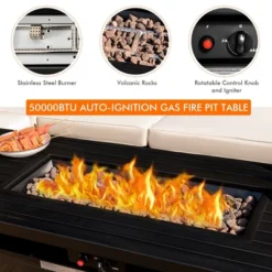 Costway 57'' Rectangular Propane Gas Fire Pit 50,000 Btu Heater Outdoor Table -Garden & Outdoors GUEST dd093e68 19be 40d4 b85e eefe8a460b5a