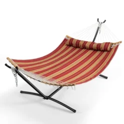 Costway Hammock Chair With Stand Heavy Duty Portable Carrying Bag Cushion Pillow RedBlue -Garden & Outdoors GUEST dd6815ab 8051 4f5e 8332 670e0c594e51