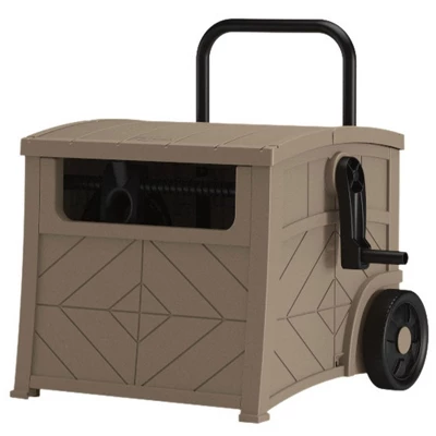 Suncast 150' Baywood Smart Tube Decorative Wheeled Hideaway Hose Reel Cart With Telescoping Handle For Lawn, Garden, & Utility, Dark Taupe 1 Suncast 150' Baywood Smart Tube Decorative Wheeled Hideaway Hose Reel Cart With Telescoping Handle For Lawn, Garden, & Utility, Dark Taupe