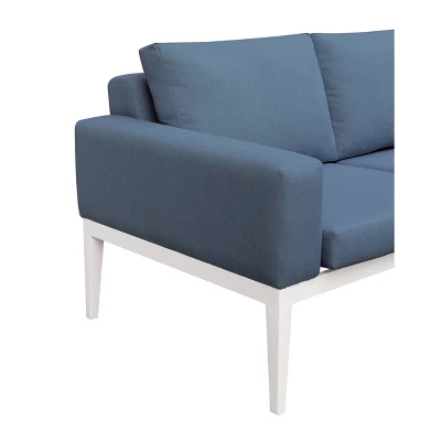 Sitgreaves Metal Patio Sectional White/Blue - MiBasics 2 Sitgreaves Metal Patio Sectional White/Blue - MiBasics - Image 2