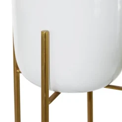 Set Of 2 Tall Planters With Metal Stand White/Gold - CosmoLiving By Cosmopolitan -Garden & Outdoors GUEST dfa6d605 cca8 4f68 93ea 2e69819fabd3