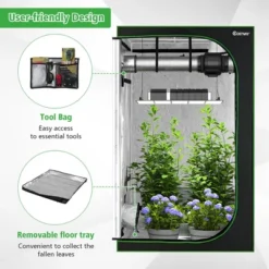 Costway 4x4 Grow Tent, 48''x48''x80'' High Reflective Mylar W/Observation Window GrayBlack -Garden & Outdoors GUEST e14cd29b d1f5 4989 94bd 96dfa5ec1855