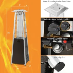 Costway 35'' Portable Tabletop Pyramid Patio Heater Steel Propane Gas 9500 BTU -Garden & Outdoors GUEST e1934cb9 0028 4b25 9e3c 7be59d3c103c