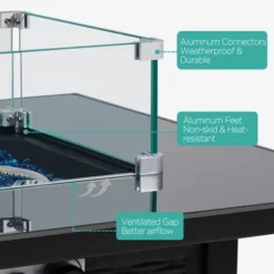 Yaheetech Tempered Glass Wind Guard Fence Fire Pit Table -Garden & Outdoors GUEST e19b50a9 9441 40f8 bc7b 61937ad0f1fe