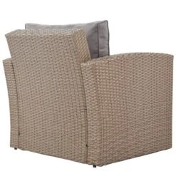 4pc Outdoor Wicker Conversation Set With Cushions - Gray - GODEER -Garden & Outdoors GUEST e1aa4263 d8a8 4e29 a473 8bfa244ee6b4