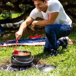Bruntmor 8 Quarts Black Pre-Seasoned Cauldron Cast Iron Potjie Pot | 3 Legs For Even Heat Distribution | Premium Camping Cookware -Garden & Outdoors GUEST e1e1aab2 ef9e 4419 bb5d 4f672eace06b