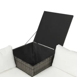 4pc Wicker Patio Conversation Set With Cushions - Gray/Beige - GODEER -Garden & Outdoors GUEST e2373ecf 0172 4134 844f 906f67ce2c9e