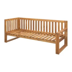 3pc Outdoor Acacia Wood Sectional Conversation Set With Cushions - Gray - GODEER -Garden & Outdoors GUEST e31c87c0 48f9 48b0 a2bd ea6f3b171998