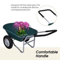 Costway 2 Tire Wheelbarrow Cart Heavy-duty Dolly Utility Cart Green -Garden & Outdoors GUEST e549bd36 0d10 4dde 9fe2 d980c4288139