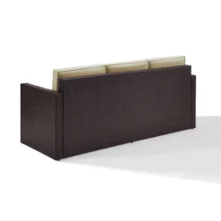 Palm Harbor Outdoor Wicker Sofa In Brown With Sand Cushions - Crosley -Garden & Outdoors GUEST e54f7b81 e034 4fd4 a762 c31aee4c1376