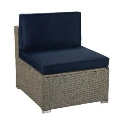 5pc Outdoor Rattan Wicker Sectional Conversation Set With Cushions - Gray/Navy - GODEER 12 5pc Outdoor Rattan Wicker Sectional Conversation Set With Cushions - Gray/Navy - GODEER -Garden & Outdoors GUEST e5adb67b d8cd 480e 8b5f 2a2478241ab0