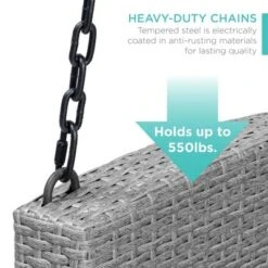 Best Choice Products Woven Wicker Hanging Porch Swing Bench For Patio, Deck W/ Mounting Chains, Seat Cushion -Garden & Outdoors GUEST e69a1f78 176f 44ba be6b 5eff18dd7ce7