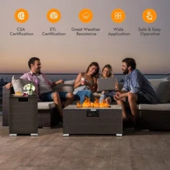 Costway 32''x 20'' Propane Rattan Fire Pit Table Set W/ Side Table Tank & Cover 40,000 BTU 11 Costway 32''x 20'' Propane Rattan Fire Pit Table Set W/ Side Table Tank & Cover 40,000 BTU -Garden & Outdoors GUEST e69f1d50 f28f 4a5d ad4a 8022f1b218e1