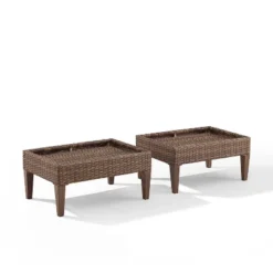 Capella 2pk Outdoor Wicker Ottomans - Cream/Brown - Crosley -Garden & Outdoors GUEST e6ae4141 5f02 4bfc aea7 54caef132b7c