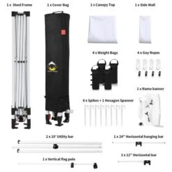 Crown Shades 10' X 10' Base Pop-Up Canopy Polyester Adjustable Legs Instant Folding Canopy Tent With Sidewall And Carry Bag, White -Garden & Outdoors GUEST e7671eab f386 449b 8a8f cd99dda420c5