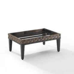 Prescott Outdoor Wicker Ottoman - Blue/Brown - Crosley -Garden & Outdoors GUEST e7ab1efc 1c34 449f 9c85 8720923bd66a