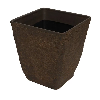 Set Of 2 Resin Indoor/Outdoor Squared Planters Brown - Alpine Corporation 2 Set Of 2 Resin Indoor/Outdoor Squared Planters Brown - Alpine Corporation - Image 2