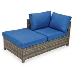 4pc Wicker Patio Sectional Seating Set - Blue - EDYO LIVING -Garden & Outdoors GUEST ea13350c a260 4a8c 8796 48709934744b