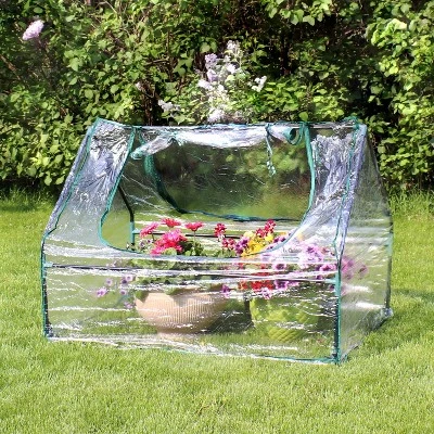 Sunnydaze Decor Sunnydaze Mini Greenhouse With 2 Zippered Side Doors - Clear 1 Sunnydaze Decor Sunnydaze Mini Greenhouse With 2 Zippered Side Doors - Clear