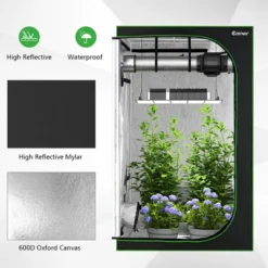Costway 4x4 Grow Tent, 48''x48''x80'' High Reflective Mylar W/Observation Window GrayBlack -Garden & Outdoors GUEST eb0cf493 6389 4240 81ad 022addfeb170