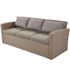 4pc Outdoor Wicker Conversation Set With Cushions - Gray - GODEER -Garden & Outdoors GUEST eb1f1383 102a 477f a728 73d05e9008ca