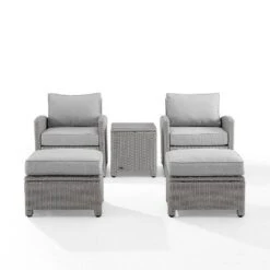 Bradenton 5pc Outdoor Wicker Seating Set With Side Table, 2 Arm Chairs And 2 Ottomans - Gray/Gray - Crosley 15 Bradenton 5pc Outdoor Wicker Seating Set With Side Table, 2 Arm Chairs And 2 Ottomans - Gray/Gray - Crosley -Garden & Outdoors GUEST ecf04a13 c5d5 4f37 8973 fbe8099b0948