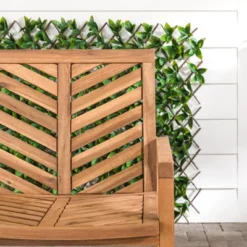 Slatted Chevron Acacia Wood Patio Loveseat – Saracina Home -Garden & Outdoors GUEST ee7aca78 cc7a 49fa b19f 796caa3028c9