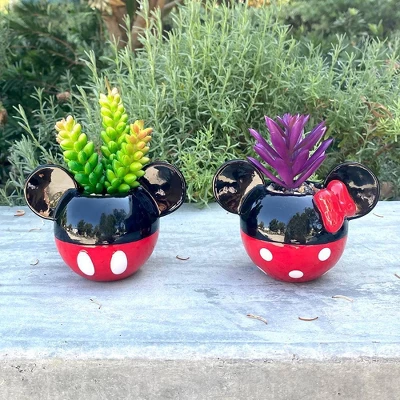 Disney 2pc Indoor/Outdoor Ceramic Mickey And Minnie Mouse Classic Succulent Set 8 Disney 2pc Indoor/Outdoor Ceramic Mickey And Minnie Mouse Classic Succulent Set - Image 8