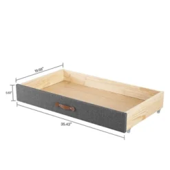 MUSEHOMEINC BD1002NS Upholstered Underbed Storage Trundle Organizer Drawer With Center Divider And 4 Caster Wheels, Gray, Full/Twin -Garden & Outdoors GUEST efcd7265 08c9 4f66 ab73 d767248f42ed