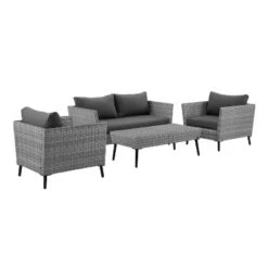 Richland 4pc Outdoor Wicker Conversation Set - Charcoal - Crosley -Garden & Outdoors GUEST f020747b aa03 4594 94f4 5ecc7d83b0b6