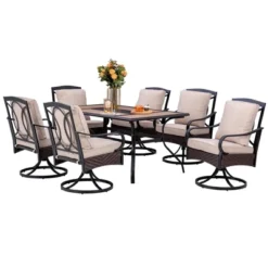 2pk Outdoor Swivel Chairs With Metal Frame, Wicker & Seat & Back Cushions - Captiva Designs -Garden & Outdoors GUEST f09b007c e004 428c b8b0 04d8e44bbf4f